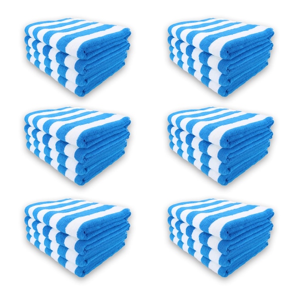 Hospeco California Cabana Beach Towels 30x70 Blue - Case of 24 CABANA-BL - main